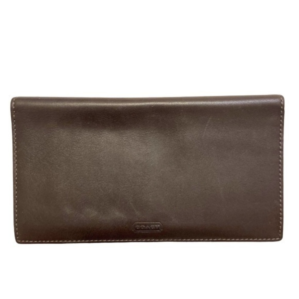 Coach brown leather checkbook slipcover wallet